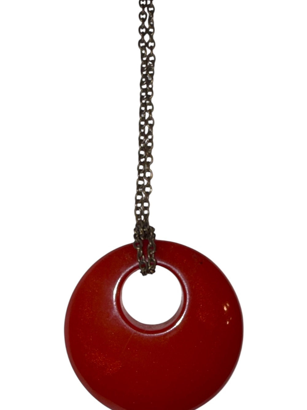 Red Donut Pendant Necklace - Women's Jewelry